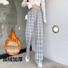 羊羔絨格子褲 內加絨保暖發熱褲