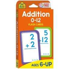 School Zone Addition 0-12 Flash Cards: 56 Cards 1st Grade 2nd Numbers 0-12 Elementary MAT 매트h, School Zone Addition 0-12 Flas