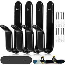 조논 4개 세트 수평 스노보드 벽걸이 클립 선반 스케이트보드 디스플레이 랙 실내 보관실 차고 집 롱보드 스키 검정색, 단일사이즈