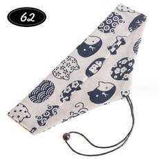 日式和風餐具收納袋，綁繩設計刀叉湯匙環保餐具袋，臺灣現貨快速出貨交換禮物推薦, 1個, 橫開綁繩款, 福貓