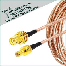 어댑터 케이블 플러그 암 잭 커넥터 안테나 익스텐션 점퍼 피그테일, 1개, 8. SMB M to RPSMA F, H. 3 Meters