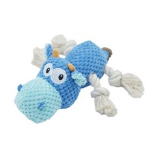 寵物結繩發聲玩具，耐咬紓壓，狗狗玩偶，隔日到貨, 1個, 藍色小牛(24x20x9.5cm)