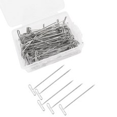 스테인레스 스틸 T-핀 가발 핀 고정 스티치 재봉 액세서리 원단 가발용 50, 27mm, 1개