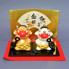 金鬼與銀鬼陶製擺飾 招福擺件