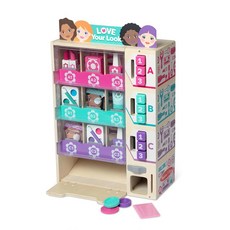 MELISSA & DOUG 분류 재고 셀렉트 가상 장난감 자판기 - 뷰티 여아용 FSC 세트 메이크업 키오스크 및 남아 나무 놀이 3세 이상 인증