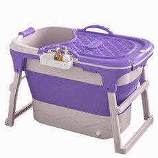 摺疊浴缸 泡澡桶 夢幻紫有蓋 105x68x75公分 加高可折疊設計, 1個