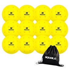 낫소 피클볼 매치볼 연습볼 실내용 실외용 SQ 공가방 포함 트레이닝볼 스포츠 경기용, 1세트, 매치볼 12개 + SQ 공 가방