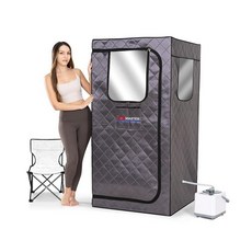 TopMaster 풀 사이즈 휴대용 스팀 사우나 3L 1000W 증기 발생기가 있는 개인 홈 스파 리모컨 접이식 의자 체육관 요가 필라테스 온수 욕조용 사우나 텐트, Gray