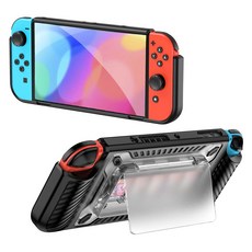 스냅케이스 닌텐도 스위치 OLED 케이스 폴리곤 아머 게임타이틀 수납, 1개, 블랙, NS02