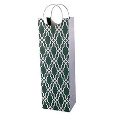 레블페이퍼 메탈릭 패턴드 보틀 기프트 백 와인케이스, Green + White, 1개