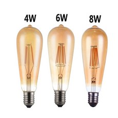 LED 에디슨 필라멘트 전구 황금 예술 조명 ST64 디밍 가능 E27 110V 220V 2W 4W 6W 8W 2700K 360도 에너지, 06 8W 110V