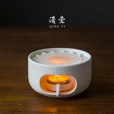 清一丨簡約磨砂白色蠟燭底座日式陶瓷溫茶爐 保溫暖茶器 居家香氛蠟燭底座, 1個, 漢風小火爐(白) 保溫爐