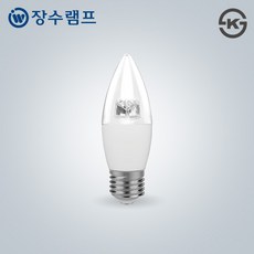장수램프 멜리빙 LED 촛대구 전구 투명 E26 5W, 전구색, 2개