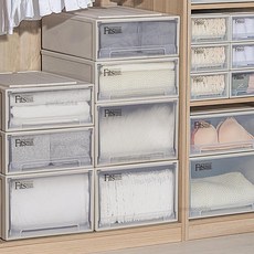 日本Tenma天馬抽屜式收納盒家用衣柜衣服收納柜塑料整理箱儲物箱日式抽屜收納盒 透明收納櫃 收納盒 收納箱 可疊加, 1個, F184-mono色-深27*寬18.4,單個裝