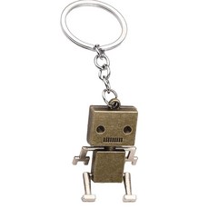 남성과 남성을 위한 빈티지 로봇 열쇠고리 메탈 참 재미있는 3D 액세서리 생일 또는 크리스마스 선물, Color Gq