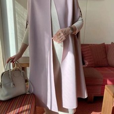 모직 우아한 라운드넥 롱조끼 롱트 핸드메이드 겨울 드 가을