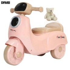 DFMEI 新款兒童木蘭平衡車摩托車1-3歲可坐可滑行三輪四輪扭扭車溜溜車, 1個, 1cm, 櫻花粉+燈光音樂:參考詳情