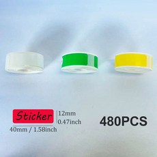12*40mm 컬러 투명 열 스티커 롤 자체 접착 라벨 테이프 종이 이름표 정렬 메모 Marklife P12 P15 D30, 3 rolls pattern C