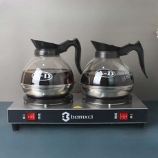 더블헤드 커피워머 가열 워머 데우는 아메리카노 보온, 이중 보온 단일 가열로+수입 유리 주전자 2개