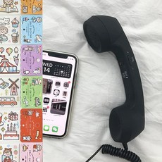 선물 부모님 레트로 전화기 수화기 감성 청취기 핸드폰, T. 블랙