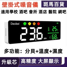 壁掛式分貝儀 教室酒吧噪音計 溫濕度計家用 數字噪音計 高精度, 1個, 陞級DM1306D（華氏度）