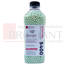 브릴리언트 0.2g 초정밀 고밀도 프리미엄 야광 트레이서 비비탄 보틀 5400발, 1개, 그린 야광