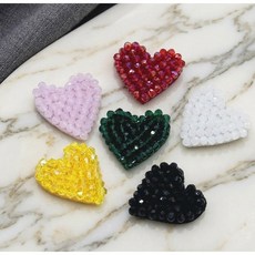 와펜 큐빅 비즈 보석 패치 하트 3cm 와펜 의류 가방 패치