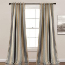 Lush Decor Julia 스트라이프 라이트 필터링 창문 커튼 패널 한 쌍 길이 241.3cm(95인치) x 너비 132.1cm(52인치) 그레이 176584 36232, 회색