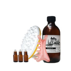 香草農場 輕質按摩油搭配體刷刮痧板組, 1個, 250ml