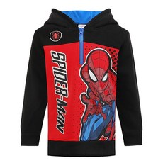Marvel 스파이더맨 남아용 하프 집업 긴소매 후드 스웨트셔츠 유아 및 큰 아동용 블랙. 155570