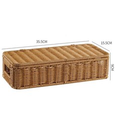 틈새 라탄바구니 등나무 수납바구니 사각라탄바구니 보관함, 1개, T. 연한 커피색 35.5x5.5x9cm