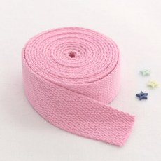 패션스타트 코튼 가방끈 스트랩 줄 에코백 컬러 웨이빙끈 25mm 1롤 (900cm), 1개, 연핑크