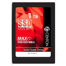 Centon 1TB SSD 내부 솔리드 스테이트 드라이브 SATA III 6Gb/s 2.5인치 3D NAND & TLC 최대 490MB/s 빠른 시작 앱 노트북/PC, Centon 1TB SSD 내부 솔리드 스테이트 드라이
