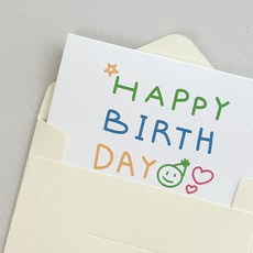 생일 축하 손글씨 일러스트 미니 카드 4개 + 봉투 4개 로엣[Joyful], 4세트 4세트