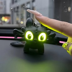 귀여운 드래곤 길들이기 자동차 액세서리 야광 날개 움직이는 눈이빛나는 유광 차량용 콘솔 장식 접착식 애니메이션 굿즈 인테리어 키링 선물, 1개, 날개 가동 발광