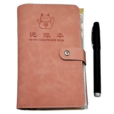 理財收納本 附筆與年曆貼紙, 1入, 復古粉