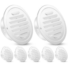 Zonon 8피스 스테인리스 스틸 처마밑 통풍구 15.2cm(6인치) 원형 드라이어 벤트 커버 메시 스크린 포함 가정 실외 욕실 벽 천장 외부 배기 화이트, 8, 6 Inch