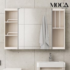 모카바스 모던 슬라이드 욕실 수납장 전면 거울 슬라이딩 욕실장 화장실 장난감 수건 욕실 용품 정리 수납 가구 출장 설치, 아이보리, 모던 슬라이드 H800, 900x800x175