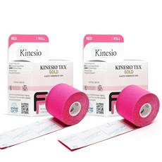 Kinesio 테이핑 - 신축성 있는 치료용 운동용 테이프 Tex Gold FP - 레드 - 5.1cm x 5m(2인치 x 16.4피트) - 2팩, Kinesio 테이핑 - 신축성 있는 치료용 운동용 테