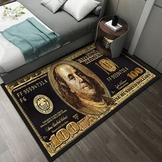 침대러그 침실 현관 문앞 입구 달러 돈모양 골드 러그, 100x200cm(골드 벨벳) * 골드 100달러