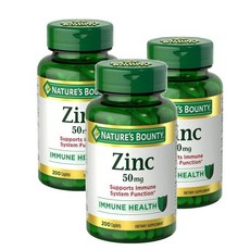 Natures Bounty 네이처스 바운티 아연 50mg Zinc, 200정, 3개