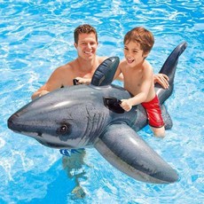 高雄 兒童動物造型泳圈 獨角獸鱷魚游泳圈 加厚安全浮力游泳裝備, 1個, 造型泳圈-鯊魚坐騎