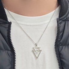 N013 목걸이 써지컬스틸체인줄 삼각팬턴트 남녀공용 빈티지 레이어드남자패션악세사리