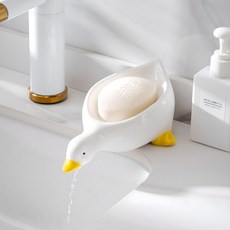 celluand 물빠짐 귀여운 오리 뽀송 비누 받침대, 1개, 화이트