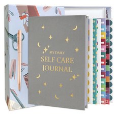 MY DAILY SELF CARE JOURNAL 禮盒套裝 A5筆記本布面本子, 1個, 粉色,星星款禮盒