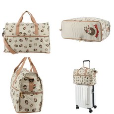 Monchhichi 圖案旅行袋, 蒙奇奇米白, 1個