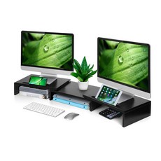 베이직 모듈러 모니터 받침대 듀얼 모니터 지원, 블랙, 1개