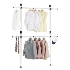 튼튼옷걸이 2단 철제행거 옷방꾸미기 스탠드형행거 스탠딩옷걸이, 단일사이즈