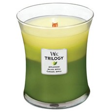 WoodWick Trilogy 香氛蠟燭 木質燭芯, 1個, 9.7oz, 蘋果木與安茹梨香氛