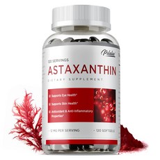 아스타잔틴 12mg 프리미엄 아스타잔틴 항산화 보충제 | 신선한 미세조류 함유 | 눈 관절 및 혈액순환 건강 지원, 1개, 120정